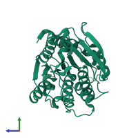 PDB entry 3h1a coloured by chain, side view.