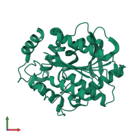 PDB entry 3h1b coloured by chain, front view.