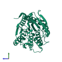 PDB entry 3h1b coloured by chain, side view.