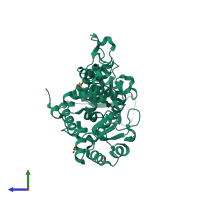 PDB entry 3h1d coloured by chain, side view.