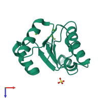 PDB entry 3h1e coloured by chain, top view.