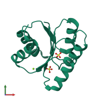 PDB entry 3h1f coloured by chain, front view.
