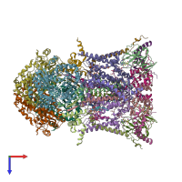 PDB entry 3h1j coloured by chain, top view.