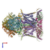 PDB entry 3h1k coloured by chain, top view.