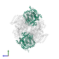 Mitochondrial ubiquinol-cytochrome-c reductase complex core protein i in PDB entry 3h1l, assembly 1, side view.
