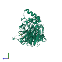 PDB entry 3h1m coloured by chain, side view.