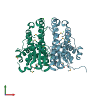 PDB entry 3h1n coloured by chain, front view.