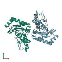 PDB entry 3h1s coloured by chain, front view.
