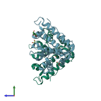 PDB entry 3h1s coloured by chain, side view.