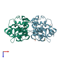 PDB entry 3h1s coloured by chain, top view.