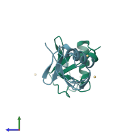 PDB entry 3h1u coloured by chain, side view.