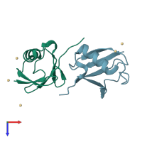 PDB entry 3h1u coloured by chain, top view.