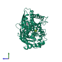 PDB entry 3h1v coloured by chain, side view.