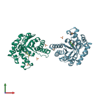 PDB entry 3h21 coloured by chain, front view.