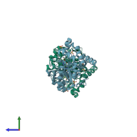 PDB entry 3h21 coloured by chain, side view.