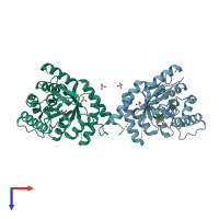 PDB entry 3h21 coloured by chain, top view.
