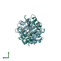 PDB entry 3h2b coloured by chain, side view.