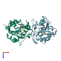PDB entry 3h2b coloured by chain, top view.