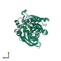 PDB entry 3h2k coloured by chain, side view.