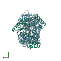 PDB entry 3h2l coloured by chain, side view.