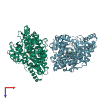 PDB entry 3h2l coloured by chain, top view.