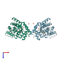 PDB entry 3h2n coloured by chain, top view.