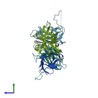 PDB entry 3h2q coloured by chain, side view.