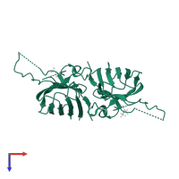 Superoxide dismutase [Cu-Zn] in PDB entry 3h2q, assembly 1, top view.