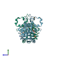 PDB entry 3h2s coloured by chain, side view.