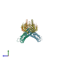 PDB entry 3h2u coloured by chain, side view.