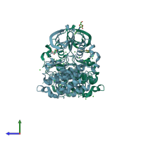 PDB entry 3h30 coloured by chain, side view.