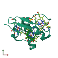 PDB entry 3h33 coloured by chain, front view.
