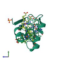 PDB entry 3h33 coloured by chain, side view.