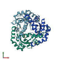 PDB entry 3h35 coloured by chain, front view.