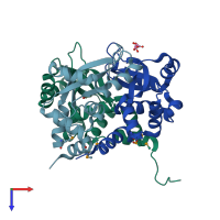 PDB entry 3h35 coloured by chain, top view.