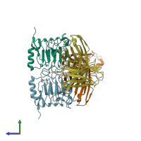 PDB entry 3h3b coloured by chain, side view.