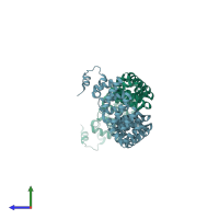 PDB entry 3h3d coloured by chain, side view.