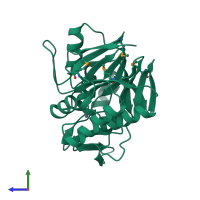 PDB entry 3h3e coloured by chain, side view.