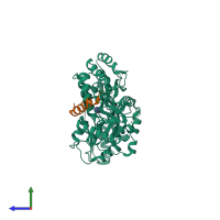 PDB entry 3h3g coloured by chain, side view.