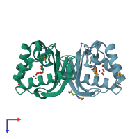 PDB entry 3h3h coloured by chain, top view.