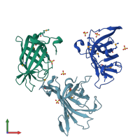 PDB entry 3h3i coloured by chain, front view.