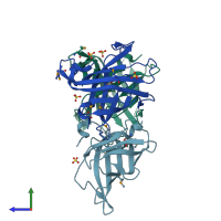 PDB entry 3h3i coloured by chain, side view.