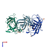 PDB entry 3h3i coloured by chain, top view.