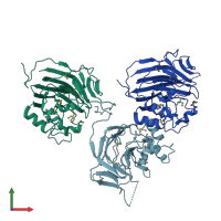 PDB entry 3h3l coloured by chain, front view.