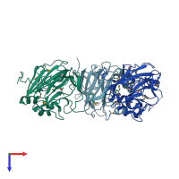 PDB entry 3h3l coloured by chain, top view.
