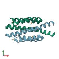 PDB entry 3h3m coloured by chain, front view.