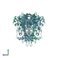 PDB entry 3h3n coloured by chain, side view.