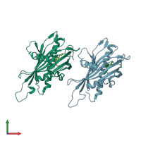 PDB entry 3h3q coloured by chain, front view.