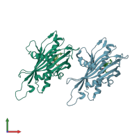 PDB entry 3h3r coloured by chain, front view.