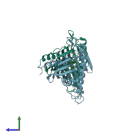 PDB entry 3h3r coloured by chain, side view.